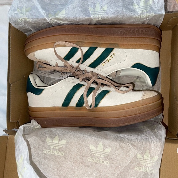 adidas | Shoes | Brand New Adidas Gazelle Bold Magic Beige Collegiate Green  | Poshmark